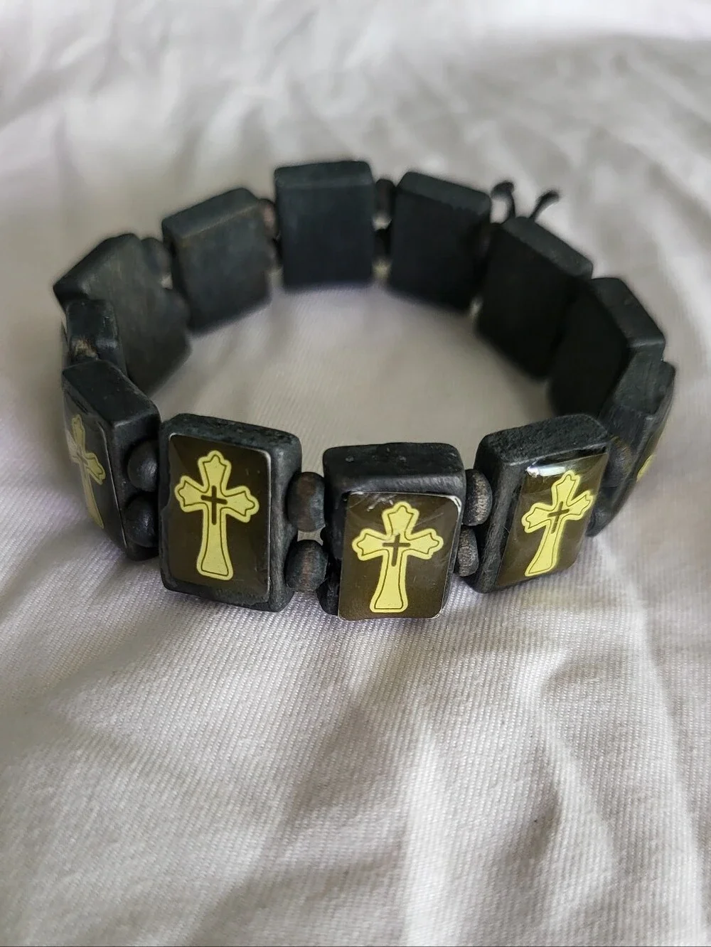 Stretch Bracelet with Yellow Cross Accents